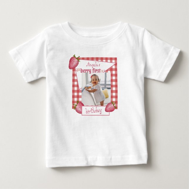 T-shirt Pour Bébé Premier anniversaire Strawberry Berry (Devant)