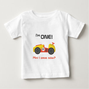 T-shirt Pour Bébé Premier anniversaire, voiture de course, texte