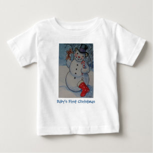 T-shirt Pour Bébé Premier bonhomme de neige de Noël pour bébé