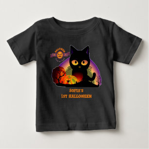 T-shirt Pour Bébé Premier chat noir Halloween Toddler