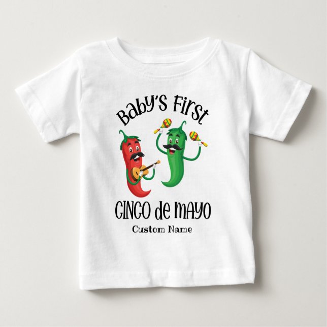 T-shirt Pour Bébé Premier Cinco de Mayo de bébé personnalisé (Devant)