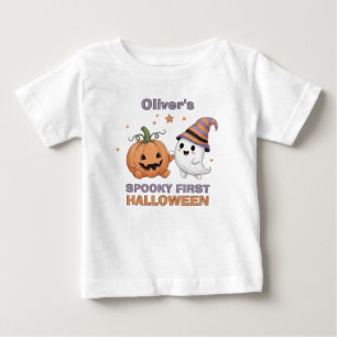 T-shirt Pour Bébé "Premier Halloween effrayant" Gentil fantôme et ci