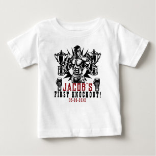 T-shirt Pour Bébé Premier Knockout Boxe fête d'anniversaire
