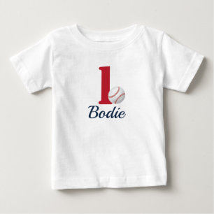 T-shirt Pour Bébé Premier maillot de baseball avec numéro un - Rouge