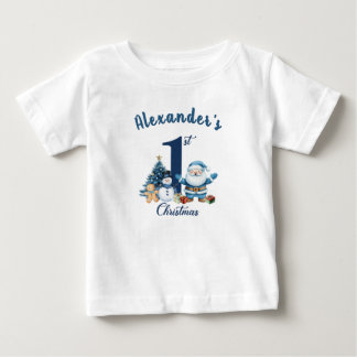 T-shirt Pour Bébé Premier Noël Blue Père Noël