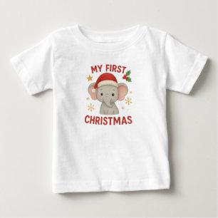 T-shirt Pour Bébé Premier Noël de bébé éléphant