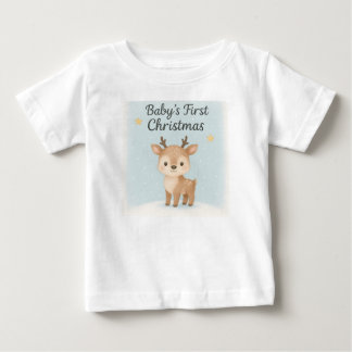 T-shirt Pour Bébé Premier Noël de bébé rennes mignon festif famille