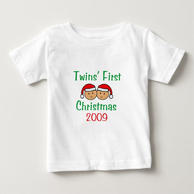 T-shirt Pour Bébé Premier Noël de jumeaux (Devant)