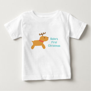 T-shirt Pour Bébé Premier Noël du bébé avec le renne mignon