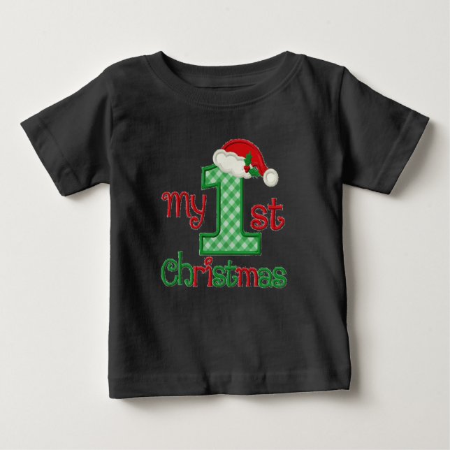 T-shirt Pour Bébé Premier Noël du bébé - nom customisé - (Devant)