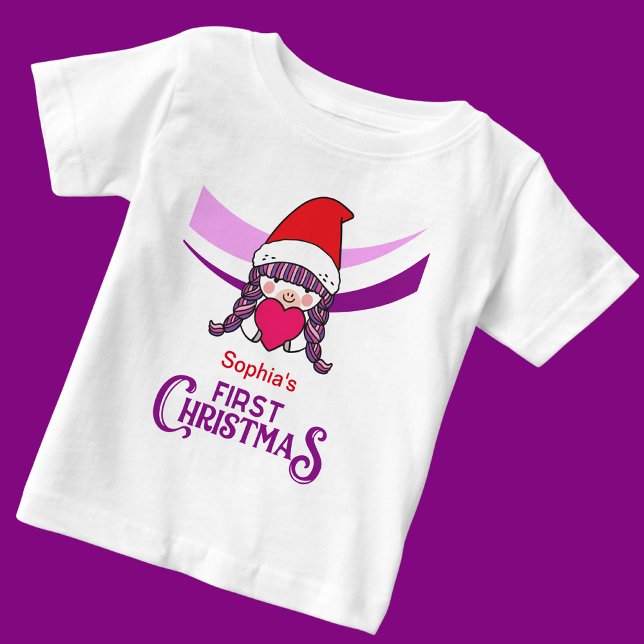 T-shirt Pour Bébé Premier Noël personnalisé (Créateur téléchargé)