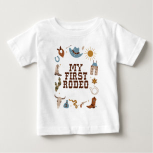 T-shirt Pour Bébé Premier Rodéo Cow-boy Occidental 1er Anniversaire