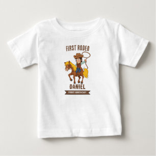 T-shirt Pour Bébé Premier Rodeo Cowboy 1er anniversaire