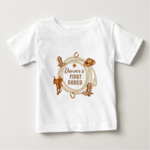 T-shirt Pour Bébé Premier Rodéo de Cow-boy Anniversaire Genre Neutre