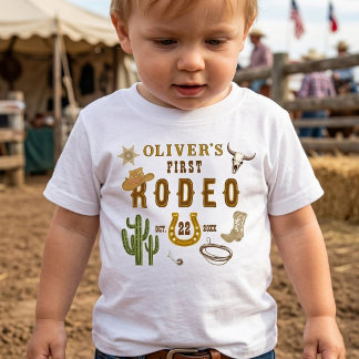 T-shirt Pour Bébé Premier Rodéo Fête d'anniversaire Cowboy Western G