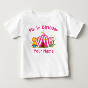 T-shirt Pour Bébé Premier rose de cirque de l'anniversaire du bébé