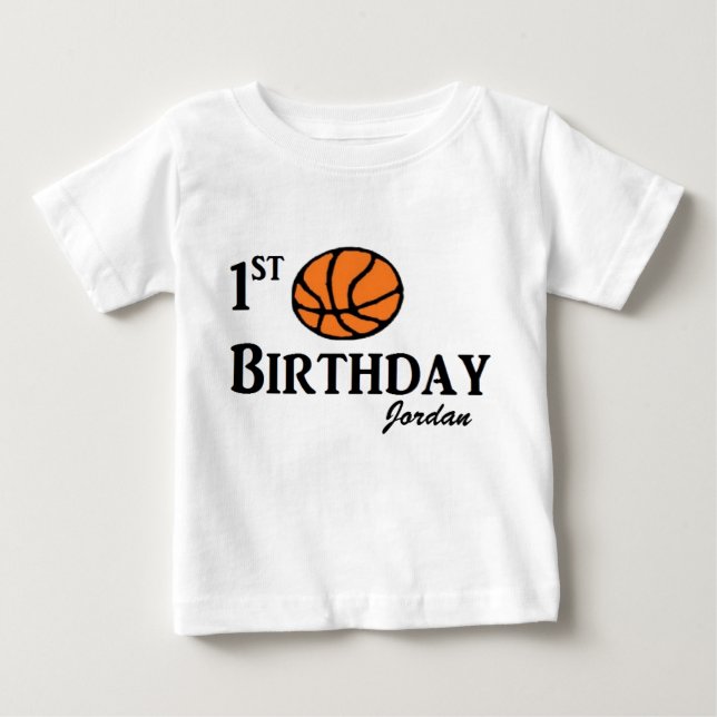 T-shirt Pour Bébé Première chemise d'anniversaire de basket-ball (Devant)