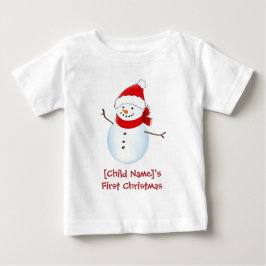 T-shirt Pour Bébé Première chemise de Noël du bonhomme de neige