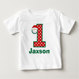 T-shirt Pour Bébé Première chemise de Père Noël d'anniversaire de