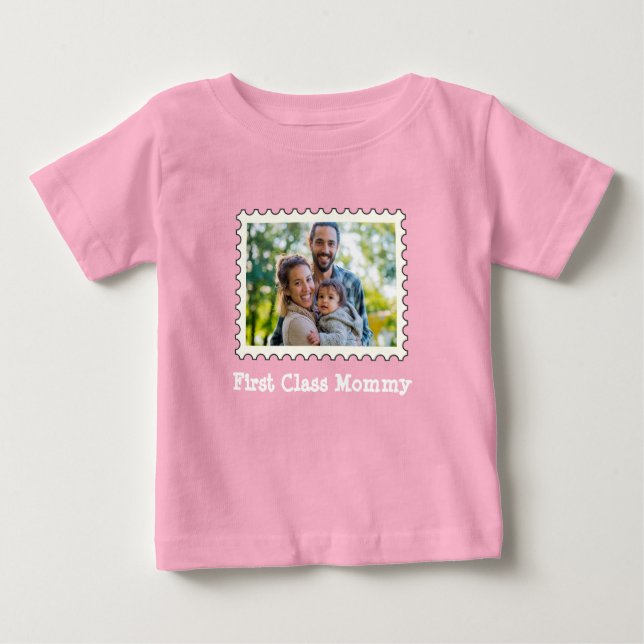 T-shirt Pour Bébé Première Classe Maman Meilleure Maman Personnalisé (Devant)