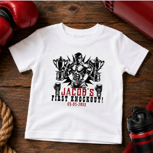 T-shirt Pour Bébé Première fête d'anniversaire de boxe Knockout