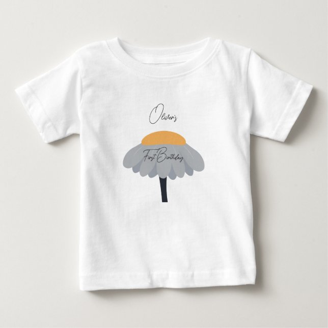 T-shirt Pour Bébé Première fête d'anniversaire Fleur de camomille Pa (Devant)