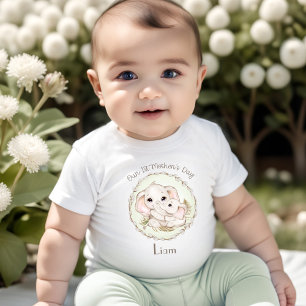 T-shirt Pour Bébé Première Fête des Mères Garçon éléphant Nom person