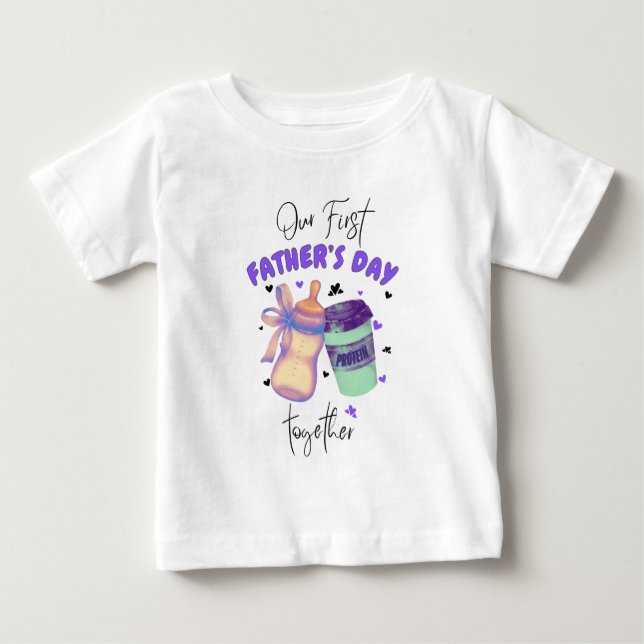 T-shirt Pour Bébé Première Fête des pères ensemble Matching tenue/Pu (Devant)