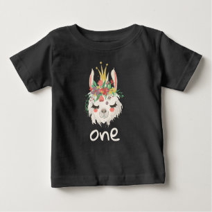 T-shirt Pour Bébé Première fille d'anniversaire, mignonne Llama visa