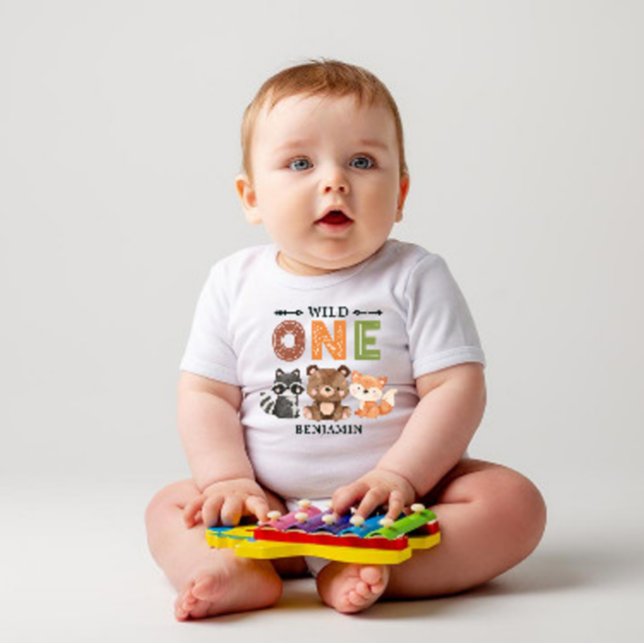 T-shirt Pour Bébé Première Forêt WILD ONE personnalisée Anniversaire (Créateur téléchargé)