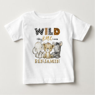 T-shirt Pour Bébé Première journée d'anniversaire d'une Jungle perso