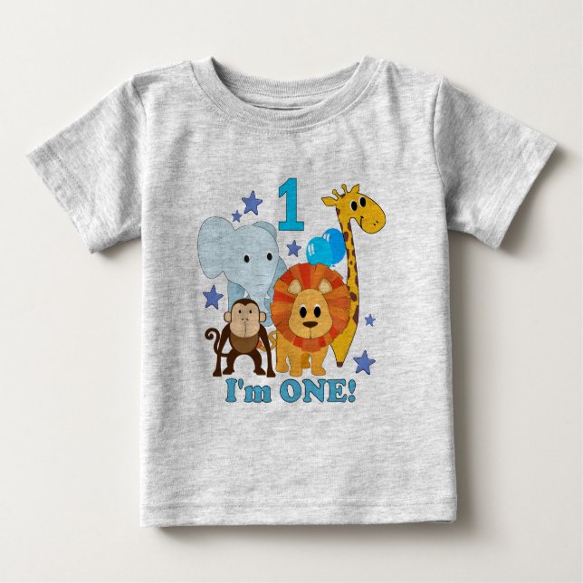 T-shirt Pour Bébé Première jungle d'anniversaire (Devant)