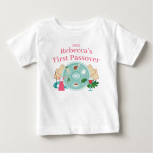 T-shirt Pour Bébé Première Pâque Personnalisée Nom de la fille Année
