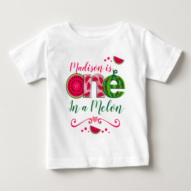 T-shirt Pour Bébé Première pastèque d'anniversaire | Un dans un melo (Devant)