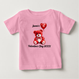 T-shirt Pour Bébé Première Saint-Valentin Ours en peluche personna