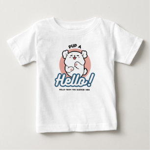 T-shirt Pour Bébé Prends un bonjour ! - Joyeux dessin de chien blanc