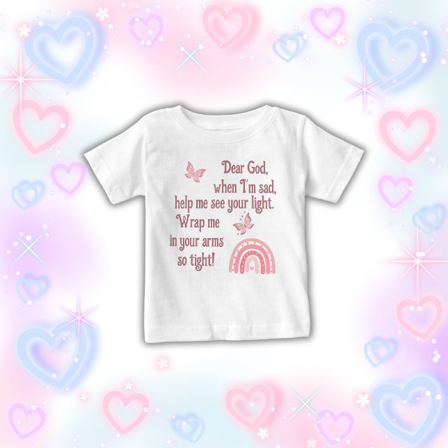 T-shirt Pour Bébé Prière chrétienne pour enfants rose | (Créateur téléchargé)