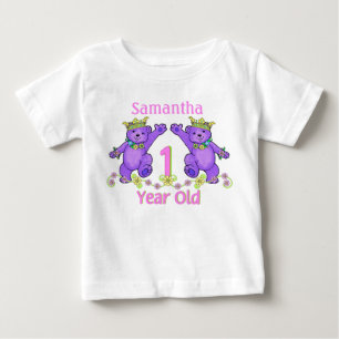 T-shirt Pour Bébé Princess Bears 1er anniversaire Nom personnalisé