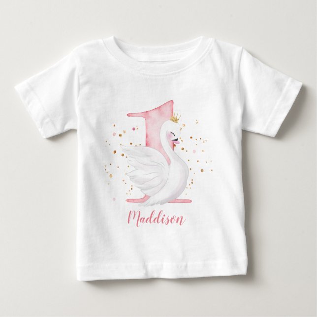 T-shirt Pour Bébé Princess Swan 1er anniversaire (Devant)
