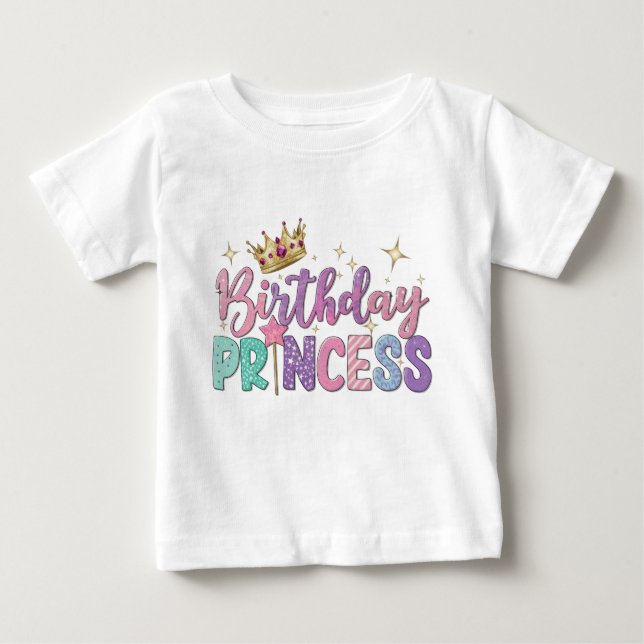 T-shirt Pour Bébé Princesse bébé anniversaire écriture moderne (Devant)