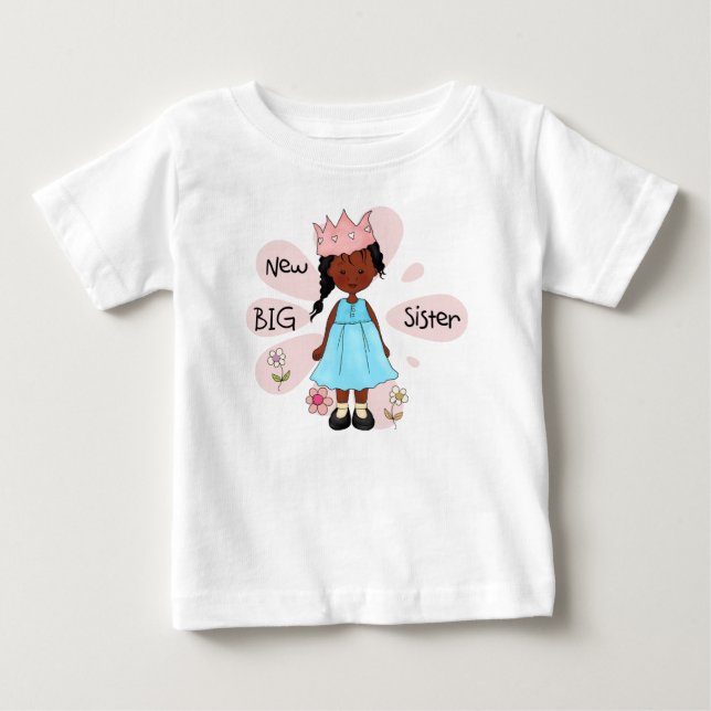 T-shirt Pour Bébé Princesse Big Soeur Africaine Américaine (Devant)
