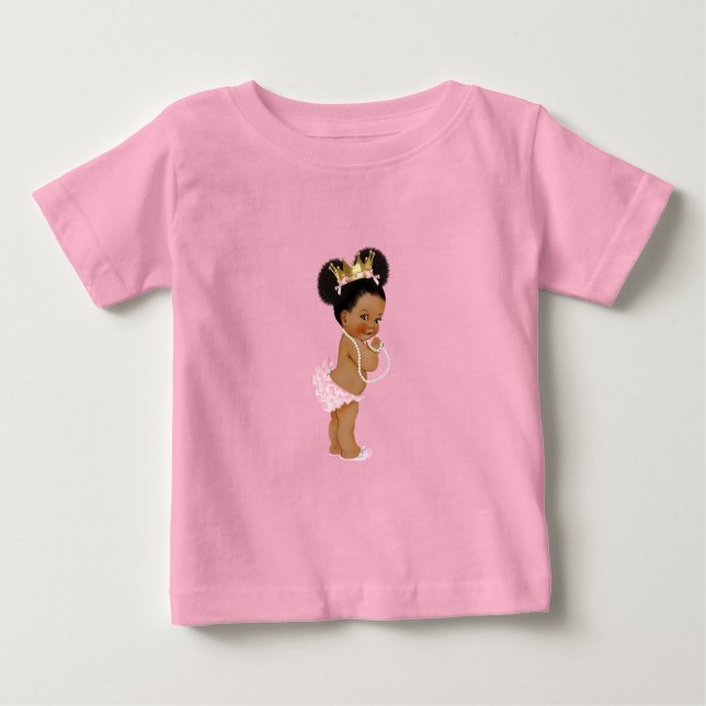 T-shirt Pour Bébé Princesse Rose & Or (Devant)