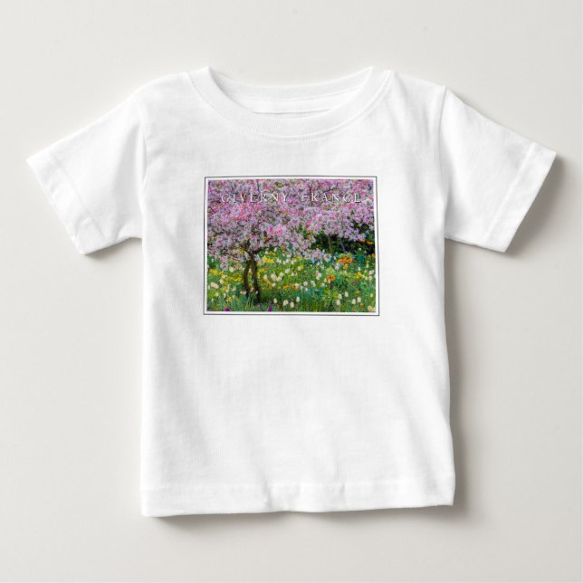 T-shirt Pour Bébé Printemps à Claude Monet Garden (Devant)