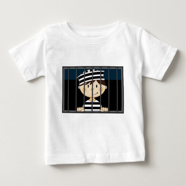 T-shirt Pour Bébé Prisonnier de bande dessinée en cellule de prison (Devant)