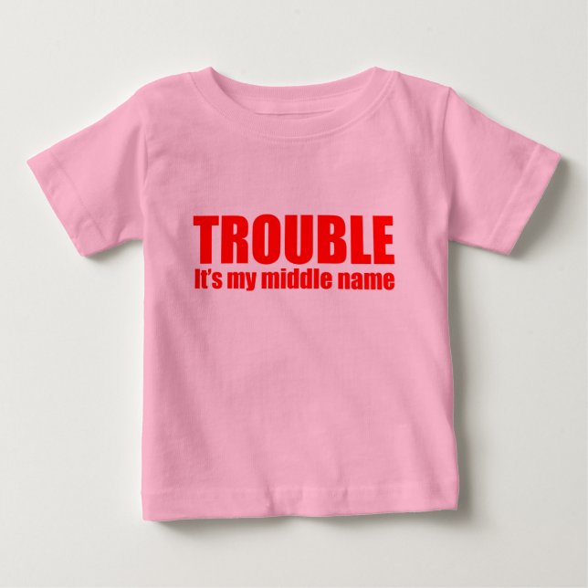 T-shirt Pour Bébé Problème - C'est mon deuxième nom (rouge) (Devant)