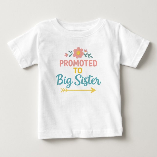 T-shirt Pour Bébé Promu à Big Sister Cute Sibling Faire-part (Devant)