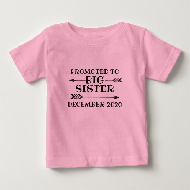 T-shirt Pour Bébé Promu à la grande soeur (Devant)