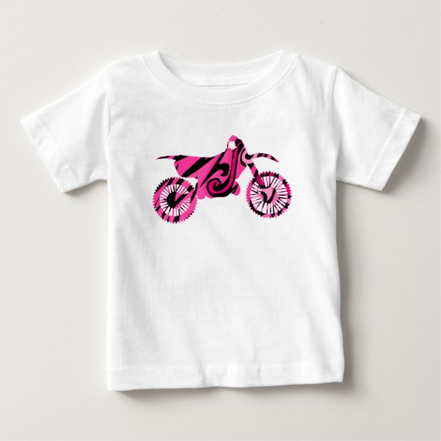T-shirt Pour Bébé Psychédélique Pink Dirt Bike (Devant)