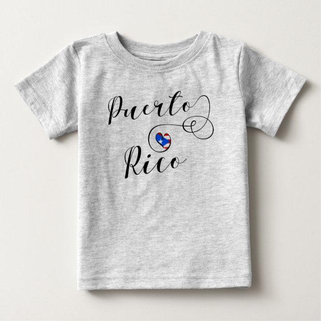 T-shirt Pour Bébé Puerto Rica Drapeau Coeur, Porto Rico Design (Devant)