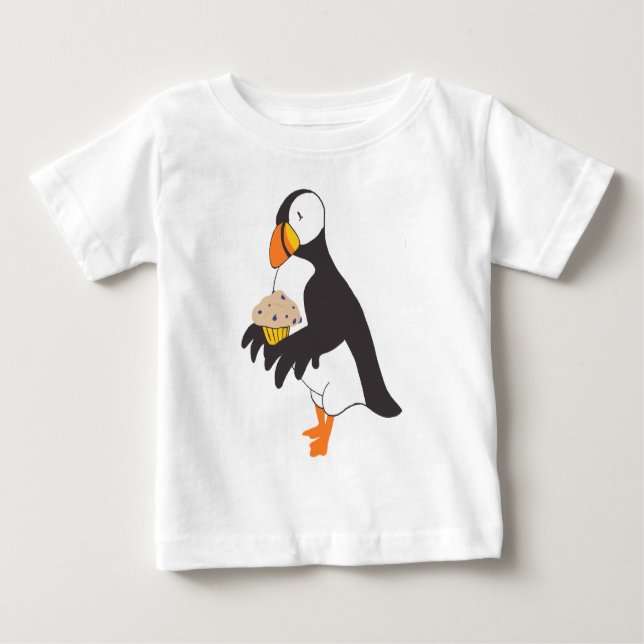 T-shirt Pour Bébé Puffin avec muffin (Devant)